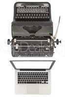 Modern Laptop and old Typewriter