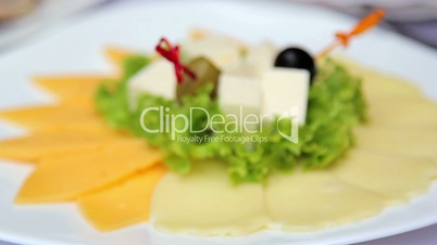 Dish from a variety of cheeses.Cheese appetizer.