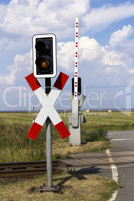 Level crossing with barrier open