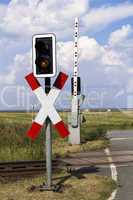 Level crossing with barrier open