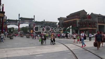 Qianmen pedestrian street at daytime HD.