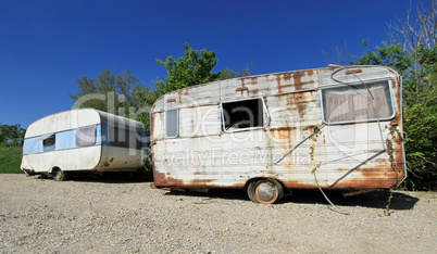 Old abandoned caravans