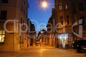illuminated street of Lviv city