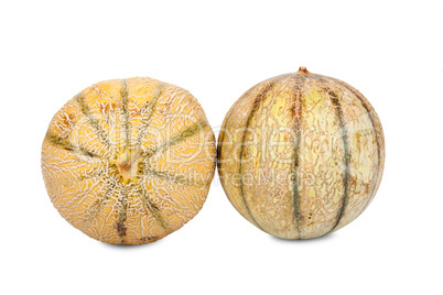 Zwei Galia Charentais Melonen isoliert