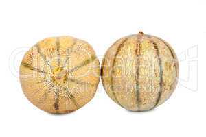 Zwei Galia Charentais Melonen isoliert