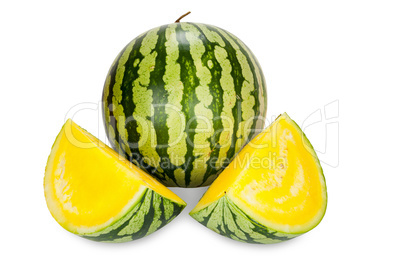 Wassermelone mit gelben Fruchtfleisch isoliert