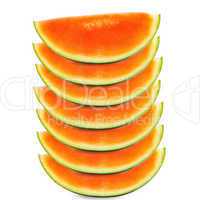 Stücke einer reifen Wassermelone isoliert
