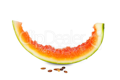 Stück einer reifen Wassermelone und Kernen