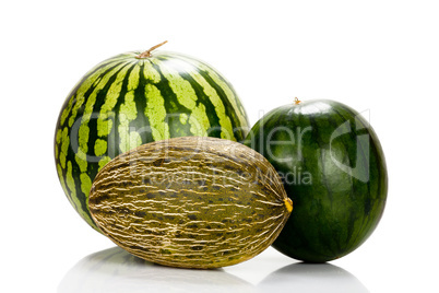 Drei verschiedene Melonensorten isoliert