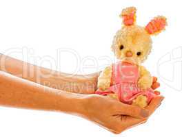 Rabbit bunny toy isolated in hand