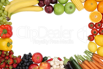 Gesunde Ernährung Früchte, Obst und Gemüse mit Textfreiraum