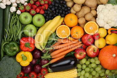Gesunde Ernährung Obst, Früchte und Gemüse Hintergrund