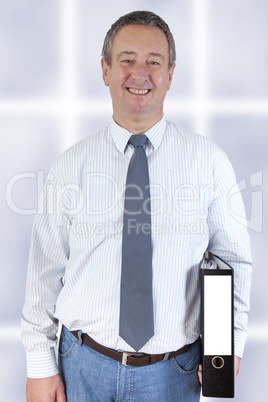 Businessman with file folders