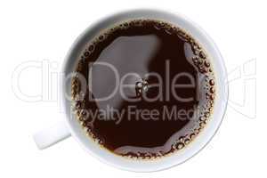 Frisch gekochter Kaffee in einer Tasse freigestellt