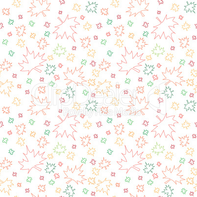 Seamless pattern with outlines of autumn leaves