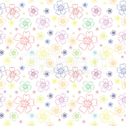 Seamless pattern with outlines of flowers
