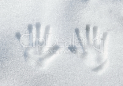Arms print on snow surface