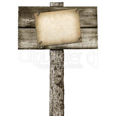 wooden post with signboard