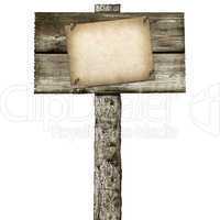 wooden post with signboard
