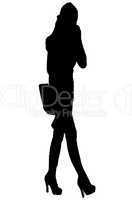 Silhouette Frau mit Minirock und Tasche