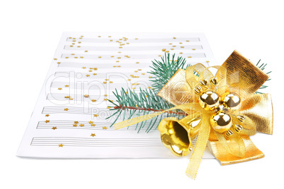 Christmas decorations and music sheet
