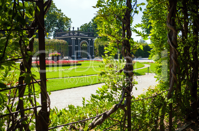 Walkway under a green natural tunnel