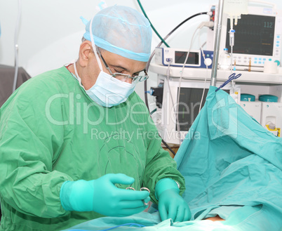 Doctor starting a surgery