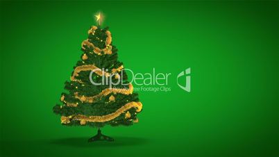 Gold Christmas Tree on green background
