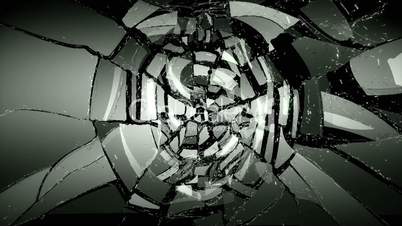 Glass and dollar symbol shattered slow motion. Alpha