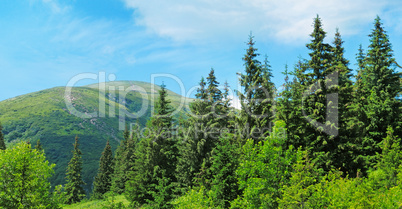 scenic mountain peaks against the blue sky