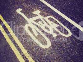 Retro look Bike lane sign