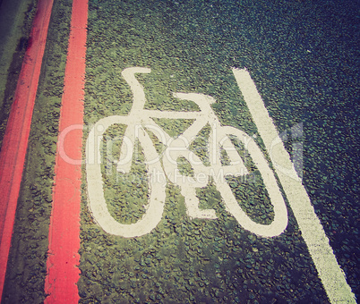 Retro look Bike lane sign