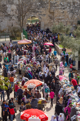 Bazaar in the Old City of Jerusalem .
