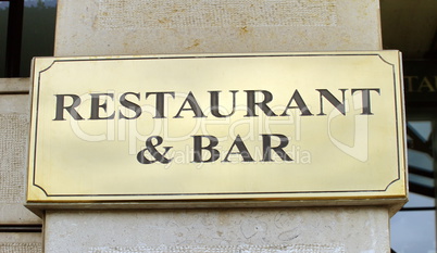 Restaurant and bar sign