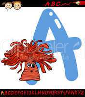 letter a for anemone cartoon illustration
