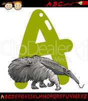 letter a for anteater cartoon illustration