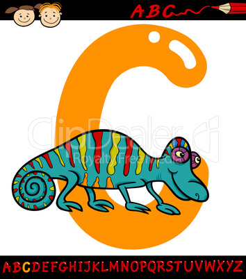 letter c for chameleon cartoon illustration