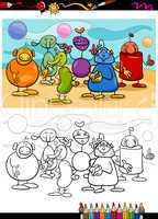 funny aliens cartoon coloring book