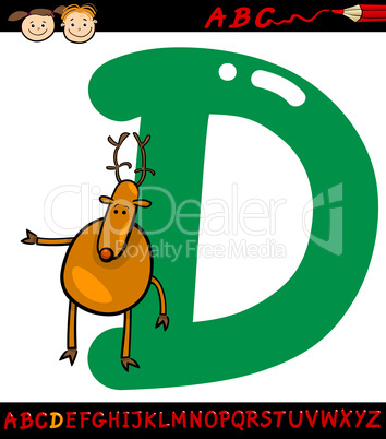 letter d for deer cartoon illustration