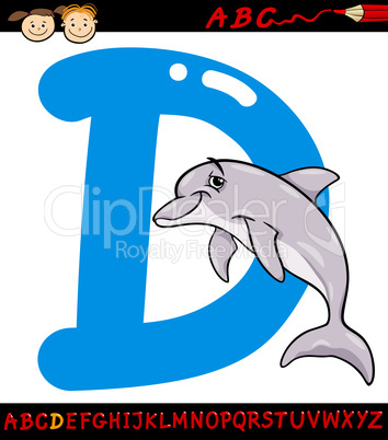 letter d for dolphin cartoon illustration