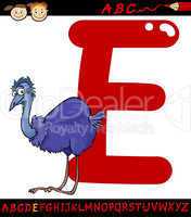 letter e for emu cartoon illustration
