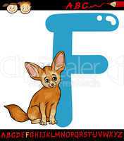 letter f for fennec fox cartoon illustration