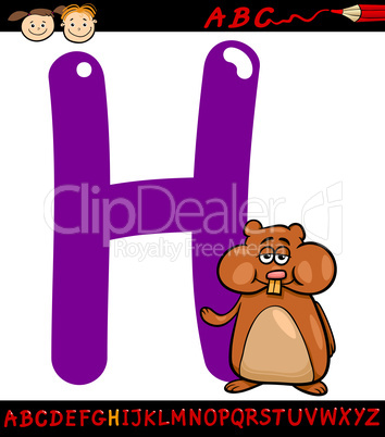 letter h for hamster cartoon illustration