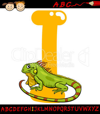 letter i for iguana cartoon illustration