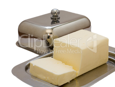 Butterdish with butter.