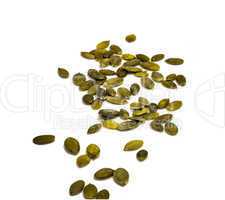 Pumpkin seeds on a white background .