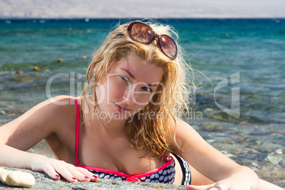 beautiful girl on the sea