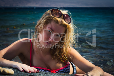 beautiful girl on the sea