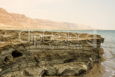 Beautiful coast of the Dead Sea .