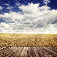 Wood floor and  agricultural fields